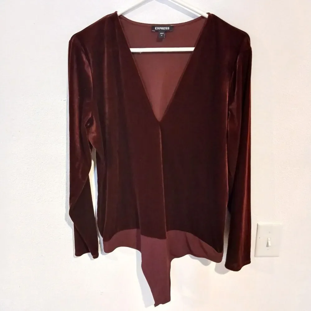 Express Women's Red and Burgundy Bodysuit Size XL - Picture 1 of 5